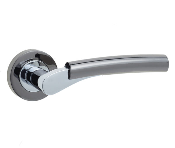 Frelan Arkus Door Handle on Rose Polished Chrome/Polished Black Nickel - Polished Chrome / Polished Black Nickel