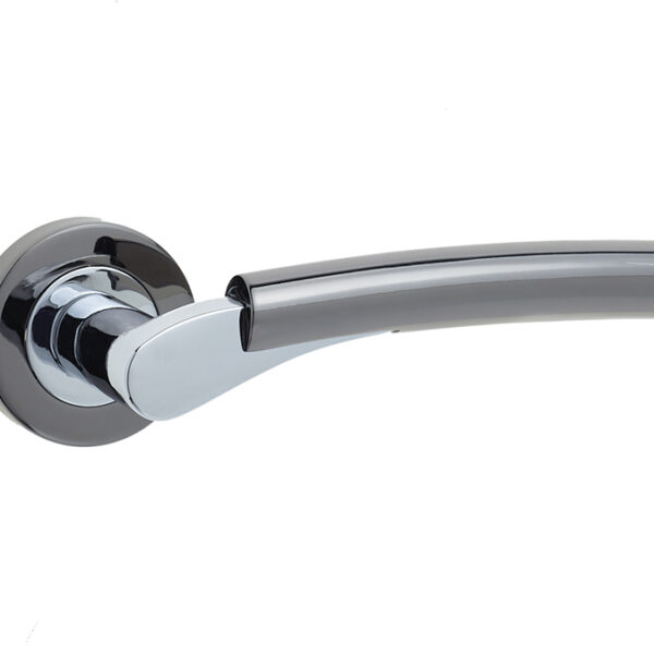Arkus Door Handle on Rose Polished Chrome/Polished Black Nickel