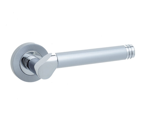 Frelan Octavia Door Handle on Rose Polished Chrome/Satin Chrome - Polished Chrome / Satin Chrome