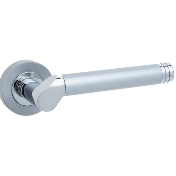 Octavia Door Handle on Rose Polished Chrome/Satin Chrome