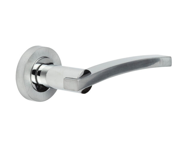 Frelan Modena Door Handle on Rose Polished Chrome/Satin Chrome - Polished Chrome / Satin Chrome