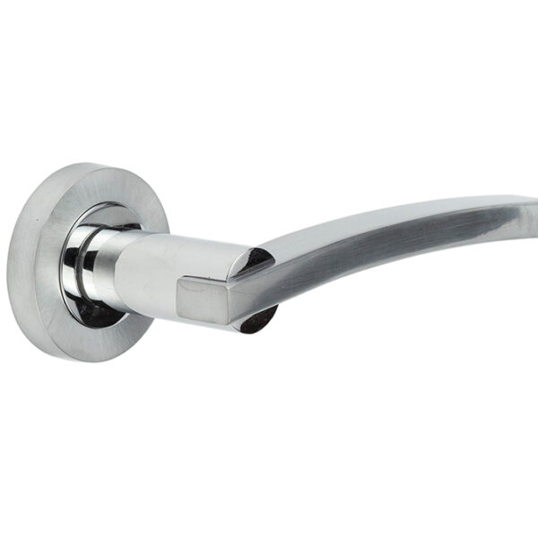 Modena Door Handle on Rose Polished Chrome/Satin Chrome