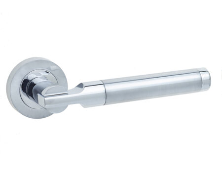 Lydia Door Handle on Rose Polished Chrome/Satin Chrome