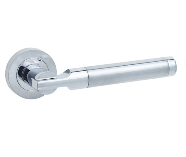 Frelan Lydia Door Handle on Rose Polished Chrome/Satin Chrome - Polished Chrome / Satin Chrome