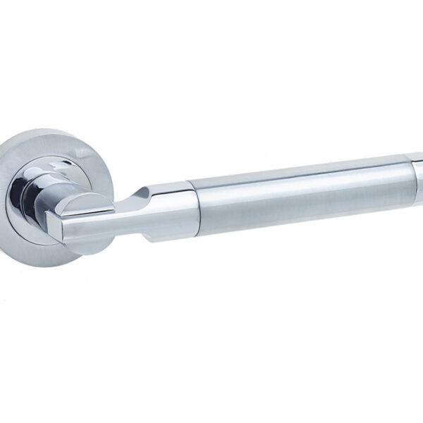 Lydia Door Handle on Rose Polished Chrome/Satin Chrome