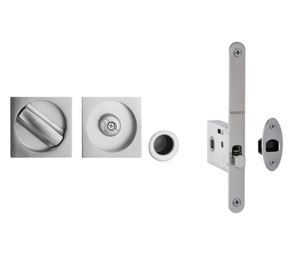 Frelan Jedo Bathroom Lock C/W Square Furniture To suit doors 40 to 45mm Satin Chrome