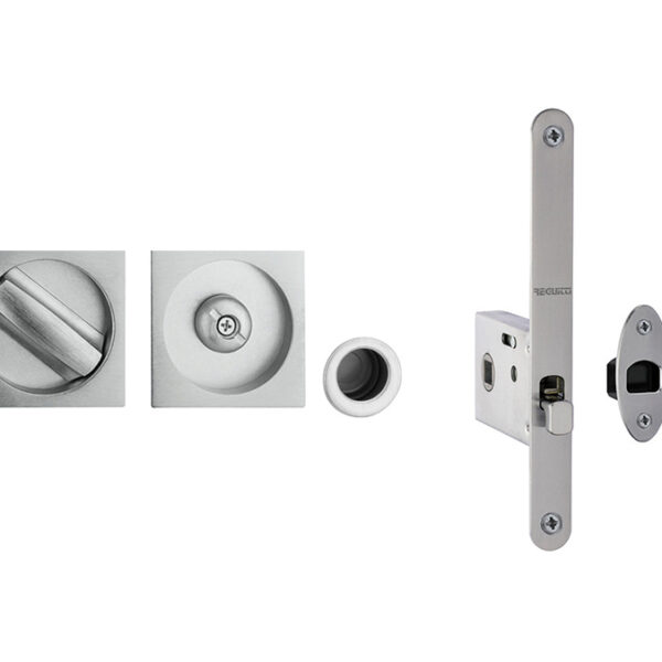 Jedo Bathroom Lock C/W Square Furniture To suit doors 40 to 45mm Satin Chrome