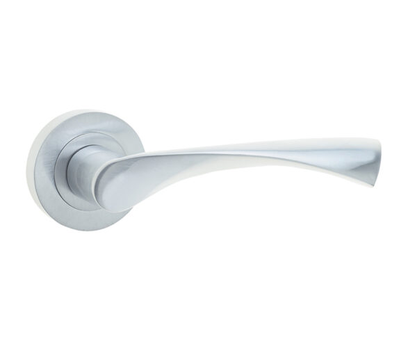 Frelan Comet Door Handle on Rose Satin Chrome