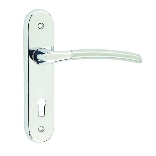 Lorenzo Kontrax Suite Door Handle on Lockplate Polished Chrome/Satin Chrome