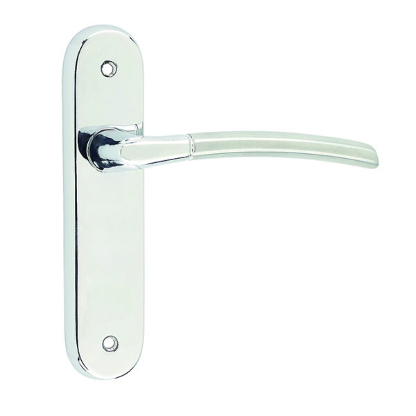 Lorenzo Kontrax Suite Door Handle on Latchplate Polished Chrome/Satin Chrome