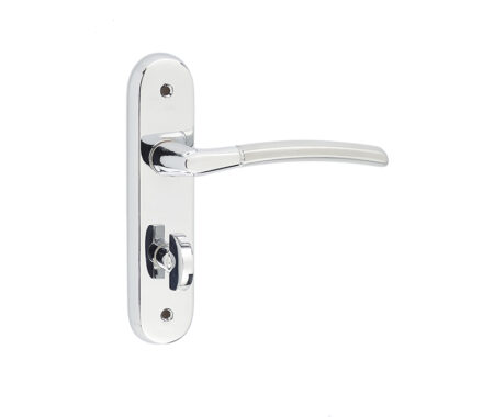 Lorenzo Kontrax Suite Door Handle on Bathroom Plate Polished Chrome/Satin Chrome