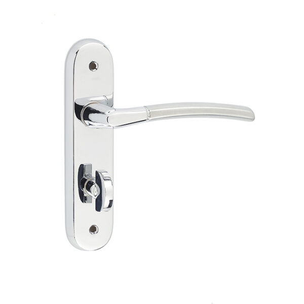 Lorenzo Kontrax Suite Door Handle on Bathroom Plate Polished Chrome/Satin Chrome