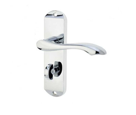 Broadway Suite Door Handle on Bathroom Plate Polished Chrome