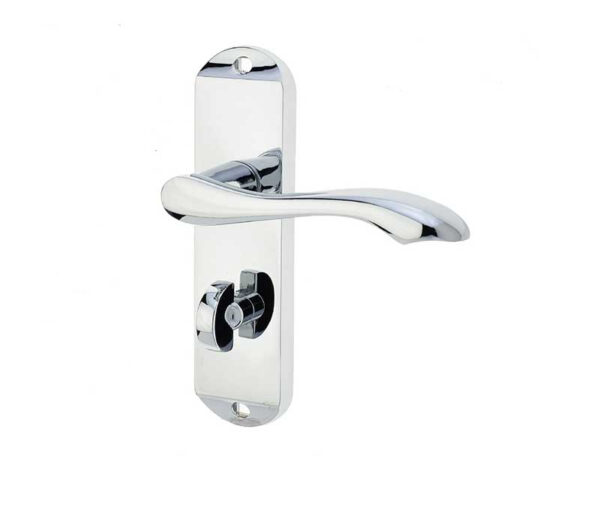 Frelan Broadway Suite Door Handle on Bathroom Plate Polished Chrome
