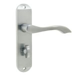 Broadway Suite Door Handle on Bathroom Plate Satin Chrome