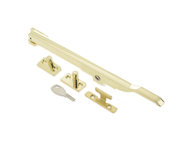 Frelan Modern Lockable Casement Stays 250mm Polished Brass