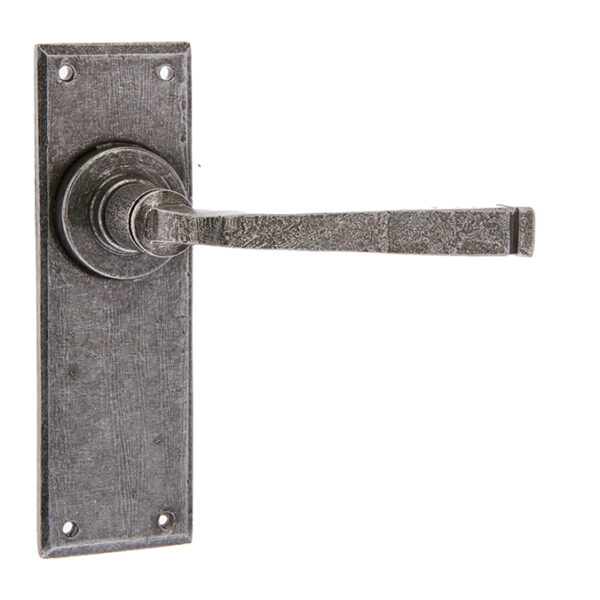 Valley Forge Door Handle on Latchplate Pewter