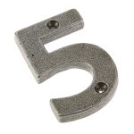 Valley Forge Door Numerals Pewter No. 5