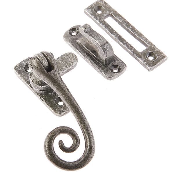 Valley Forge Range Curly Tail Casement Fasteners 90x55mm Pewter
