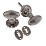 Oval Mortice Door Knob Pewter