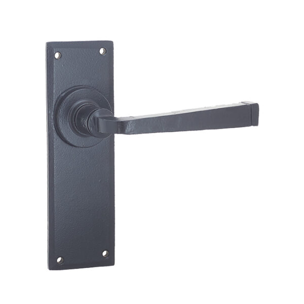 Valley Forge Door Handle on Latchplate Black