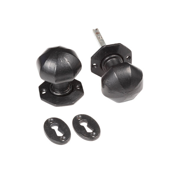Octagonal Mortice Door Knob Black