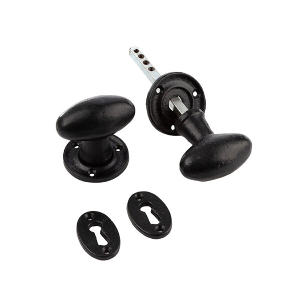 Oval Mortice Door Knob Black