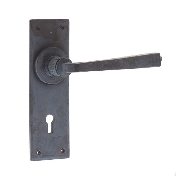 Valley Forge Door Handle on Lockplate Beeswax