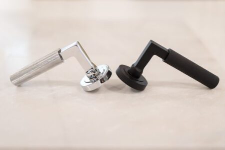 Satin Nickel Millhouse Brass Cartwright Knurled Lever Door Handle on Round Rose - (MHR200SN) - Image 2