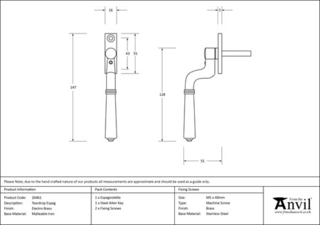 Electro Brass Teardrop Espag | 20461 - Image 2