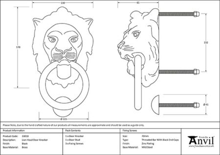 Black Lion Head Door Knocker | 33018 - Image 2