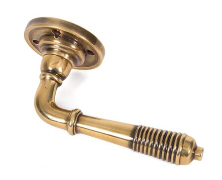 Aged Brass Reeded Lever on Rose Set | 33087 - Image 3