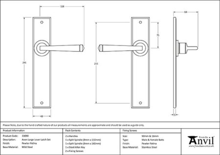 Pewter Large Avon Lever Latch Set | 33090 - Image 2