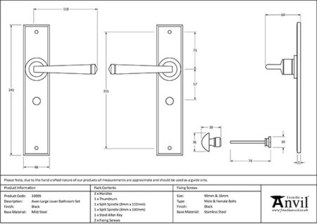 Black Large Avon Lever Bathroom Set | 33095 - Image 2