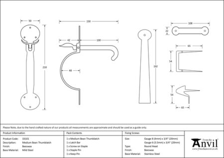 Beeswax Medium Bean Thumblatch | 33101 - Image 2