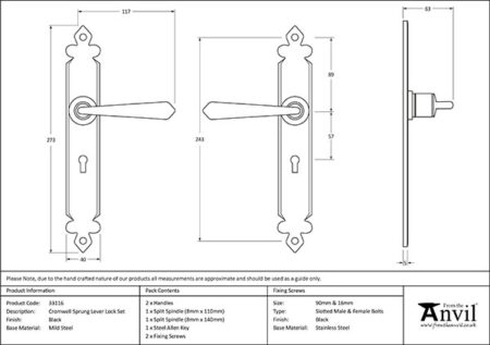 Black Cromwell Lever Lock Set | 33116 - Image 2