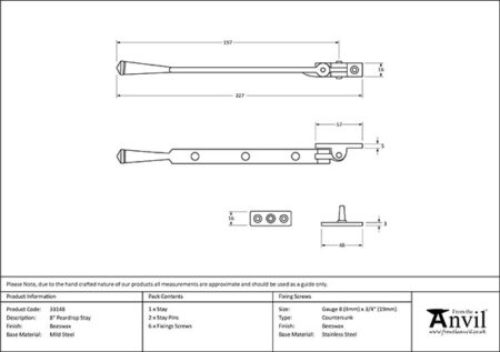 Beeswax 8" Peardrop Stay | 33148 - Image 2