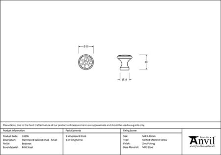 Beeswax Hammered Cabinet Knob - Small | 33196 - Image 2