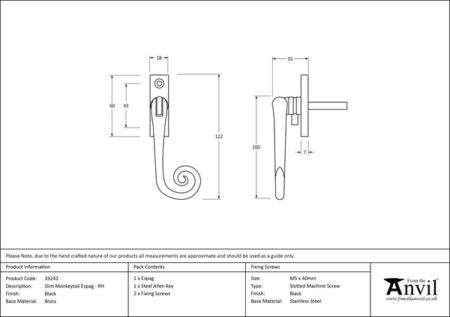 From the Anvil Slim Monkeytail Espag - Black - Image 2