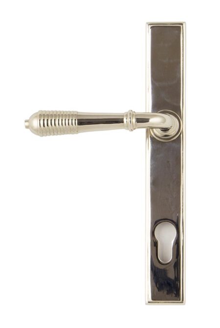 Polished Nickel Reeded Slimline Lever Espag. Lock Set | 33316 - Image 3