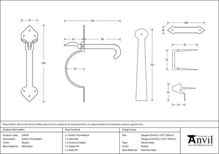 Pewter Gothic Thumblatch | 33638 - Image 2