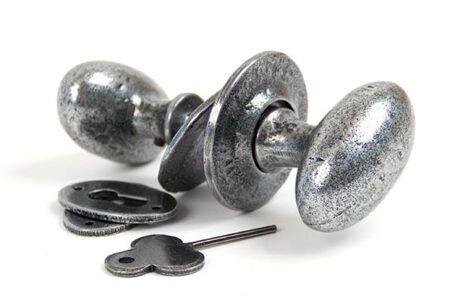 Pewter Oval Mortice/Rim Knob Set | 33644 - Image 3