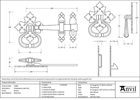 Pewter Shakespeare Latch Set | 33685 - Image 2