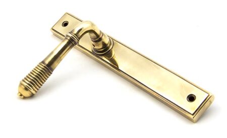 Aged Brass Reeded Slimline Lever Latch Set | 45419 - Image 4
