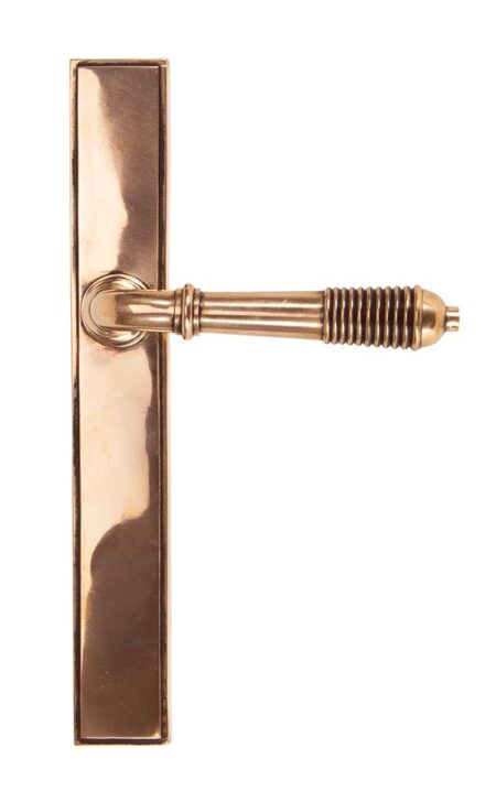 Polished Bronze Reeded Slimline Lever Latch Set | 45428 - Image 3