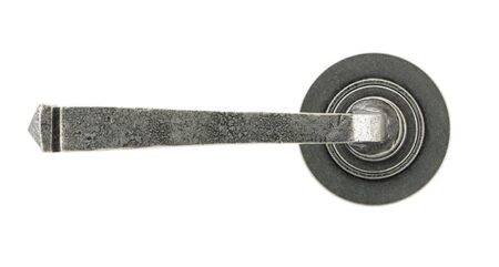 Pewter Avon Round Lever on Rose Set (Plain) | 45631 - Image 3