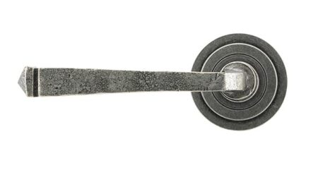 Pewter Avon Round Lever on Rose Set (Art Deco) | 45632 - Image 3