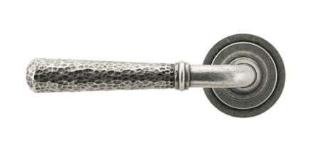 From the Anvil Pewter Hammered Newbury Lever on Rose Set (Art Deco) - Pewter Patina - Image 3