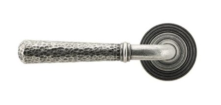 From the Anvil Pewter Hammered Newbury Lever on Rose Set (Beehive) - Pewter Patina - Image 3