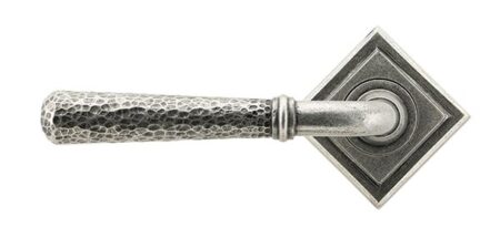 From the Anvil Pewter Hammered Newbury Lever on Rose Set (Square) - Pewter Patina - Image 4